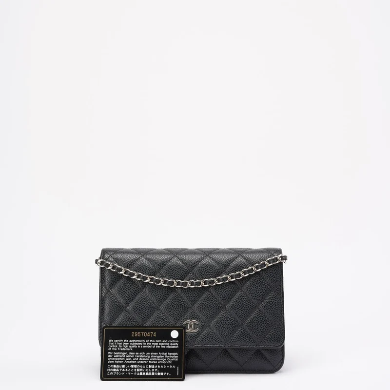 Chanel Wallet on Chain (WOC) aus schwarzem Kaviarleder, Modell 2020