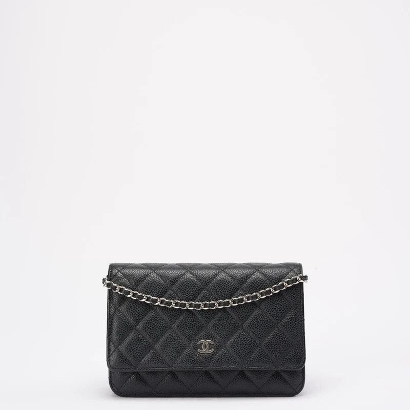 Chanel Wallet on Chain (WOC) aus schwarzem Kaviarleder, Modell 2020
