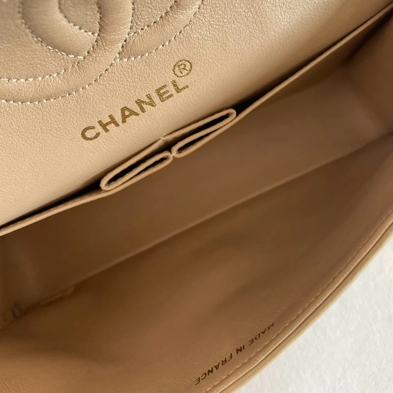 Chanel Vintage Beige Kleine Klassische Doppelflap-Tasche 1994