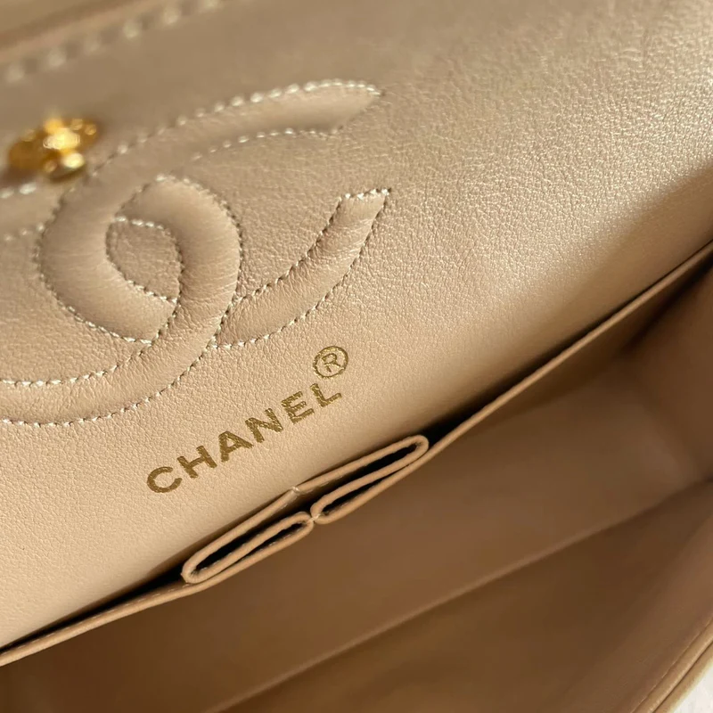 Chanel Vintage Beige Kleine Klassische Doppelflap-Tasche 1994