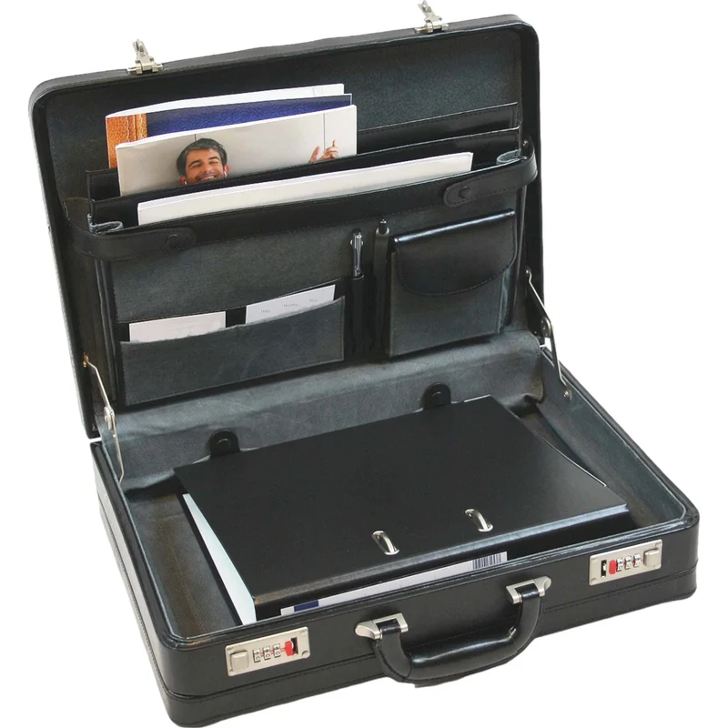 Dermata Aktenkoffer aus Leder 45 cm -Schwarz