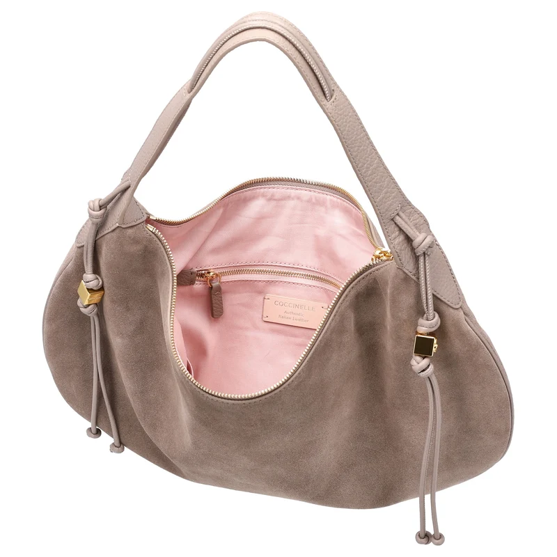 Coccinelle Thess Suede Bim - Schultertasche 45 cm (warm taupe)