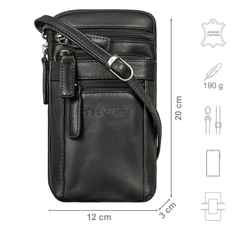 "Mikael" 3-in-1 Brusttasche Herren Leder Handytasche Gürteltasche