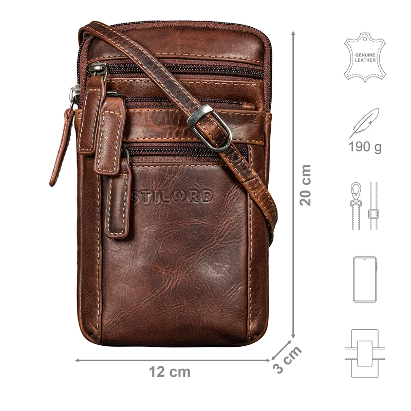 "Mikael" 3-in-1 Brusttasche Herren Leder Handytasche Gürteltasche