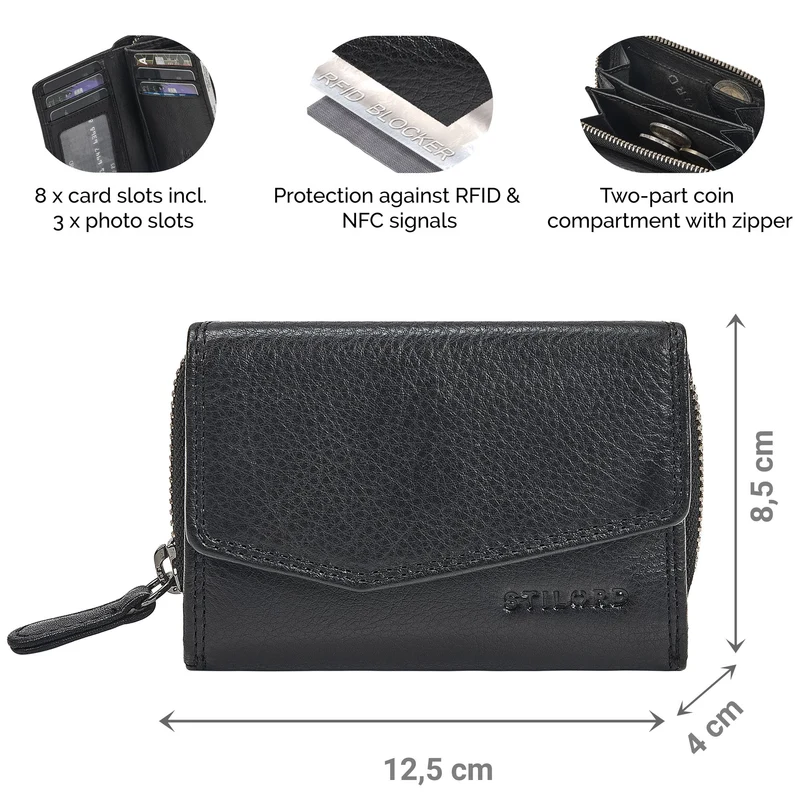 "Carina" Stylishes Portemonnaie Damen Leder Mittel-Groß RFID Schutz