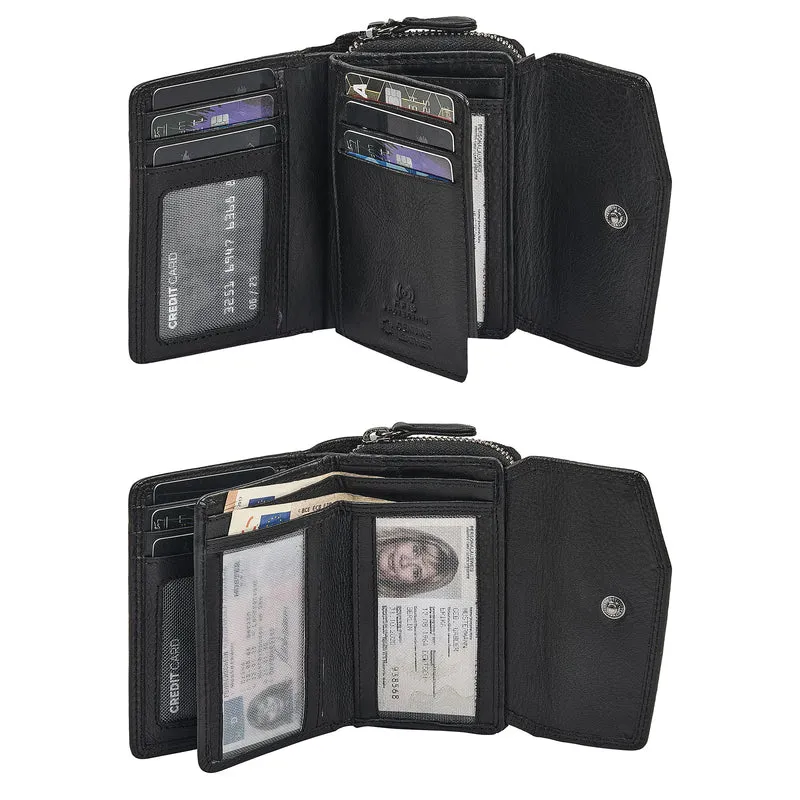 "Carina" Stylishes Portemonnaie Damen Leder Mittel-Groß RFID Schutz