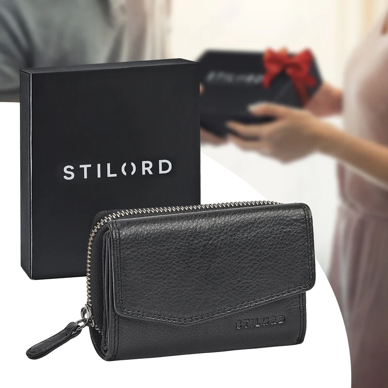 "Carina" Stylishes Portemonnaie Damen Leder Mittel-Groß RFID Schutz