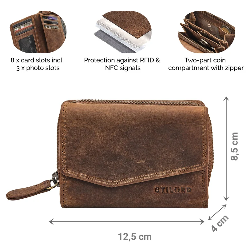 "Carina" Stylishes Portemonnaie Damen Leder Mittel-Groß RFID Schutz
