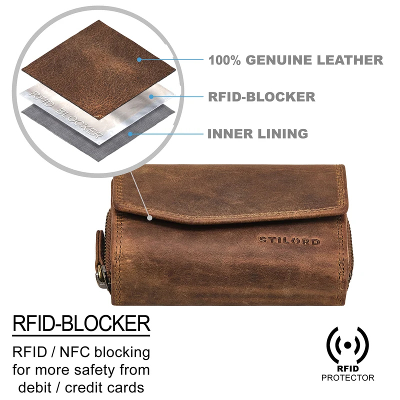 "Carina" Stylishes Portemonnaie Damen Leder Mittel-Groß RFID Schutz