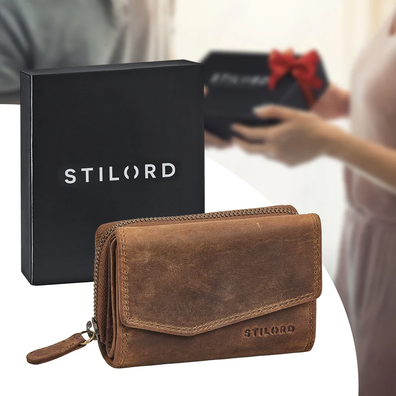 "Carina" Stylishes Portemonnaie Damen Leder Mittel-Groß RFID Schutz
