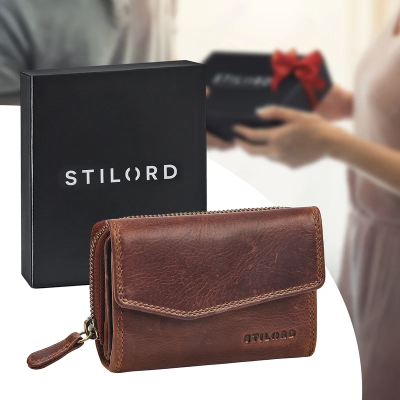 "Carina" Stylishes Portemonnaie Damen Leder Mittel-Groß RFID Schutz