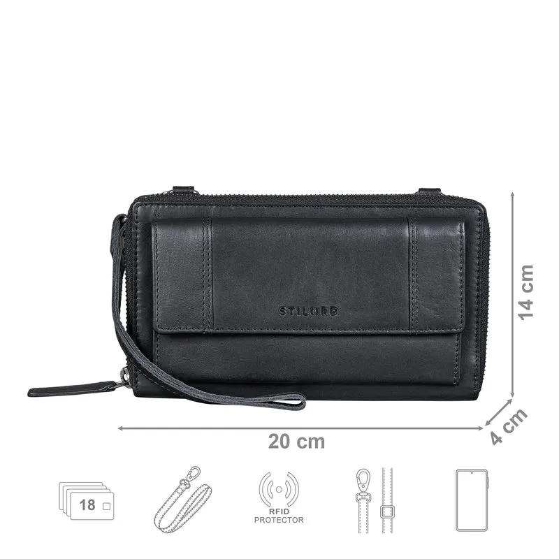 "Marigold" 3-in-1 Echtleder Geldbörse Handytasche Umhängetasche Damen