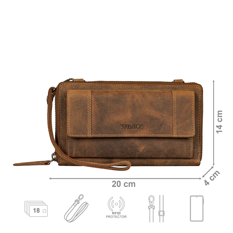 "Marigold" 3-in-1 Echtleder Geldbörse Handytasche Umhängetasche Damen