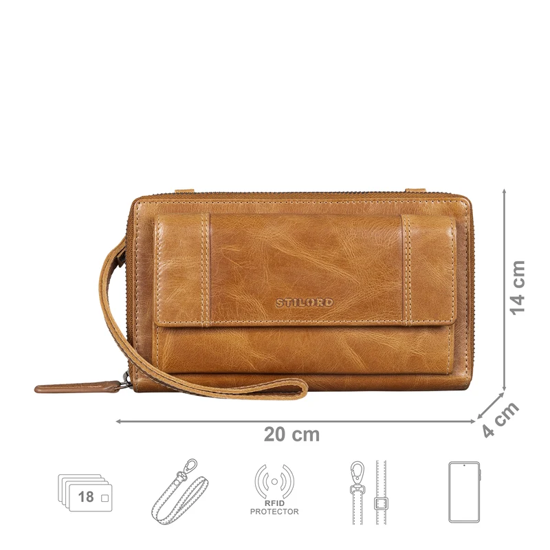 "Marigold" 3-in-1 Echtleder Geldbörse Handytasche Umhängetasche Damen