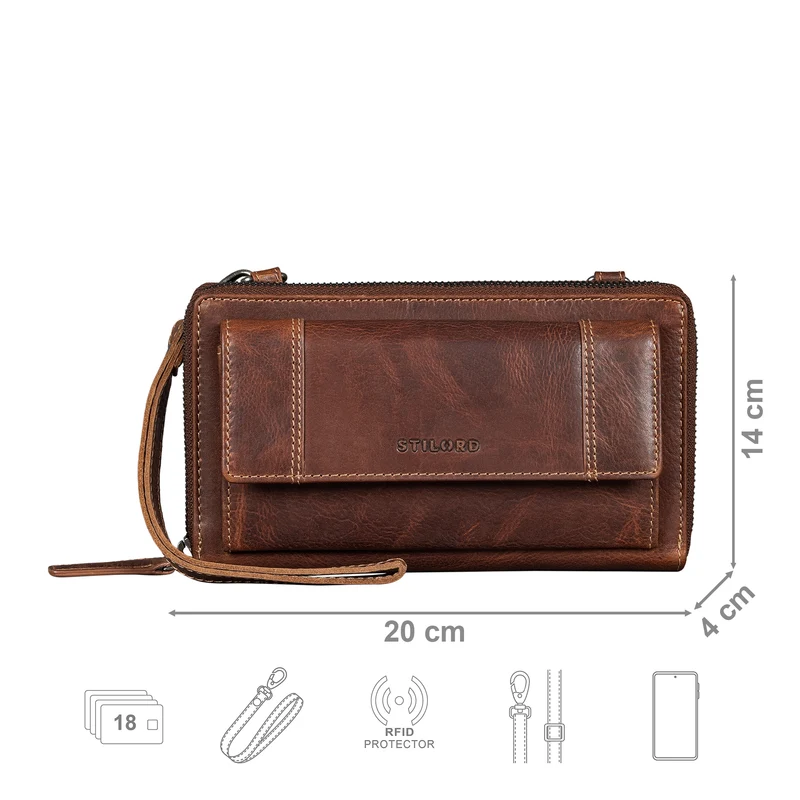 "Marigold" 3-in-1 Echtleder Geldbörse Handytasche Umhängetasche Damen