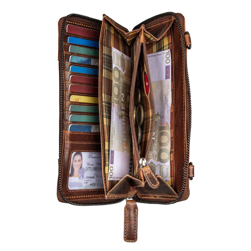 "Marigold" 3-in-1 Echtleder Geldbörse Handytasche Umhängetasche Damen