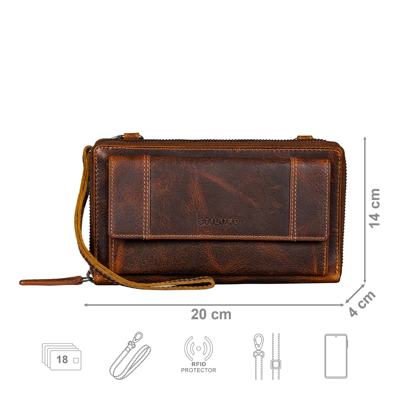 "Marigold" 3-in-1 Echtleder Geldbörse Handytasche Umhängetasche Damen