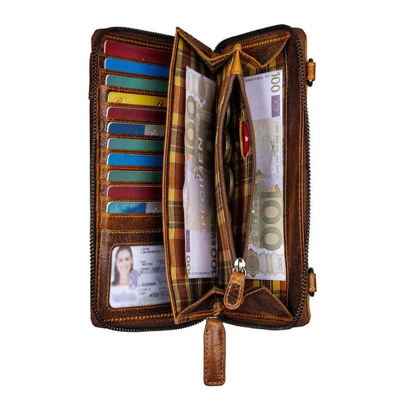 "Marigold" 3-in-1 Echtleder Geldbörse Handytasche Umhängetasche Damen