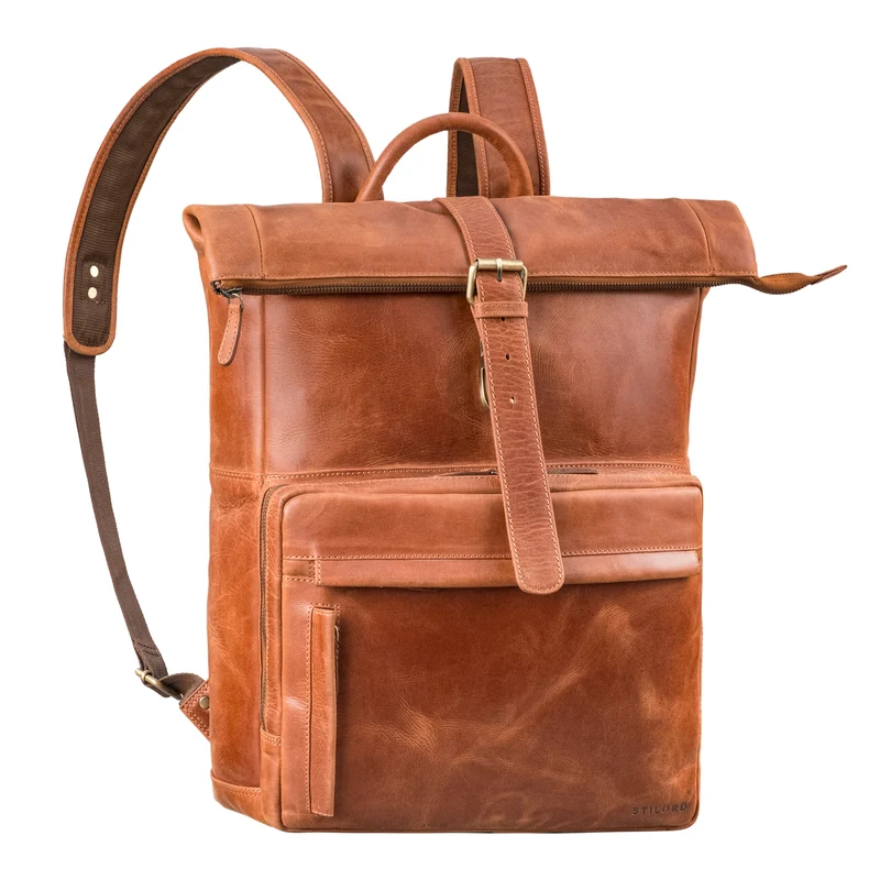 "Melvin" Echtleder Rolltop Rucksack Herren Laptop 16 - 17 Zoll