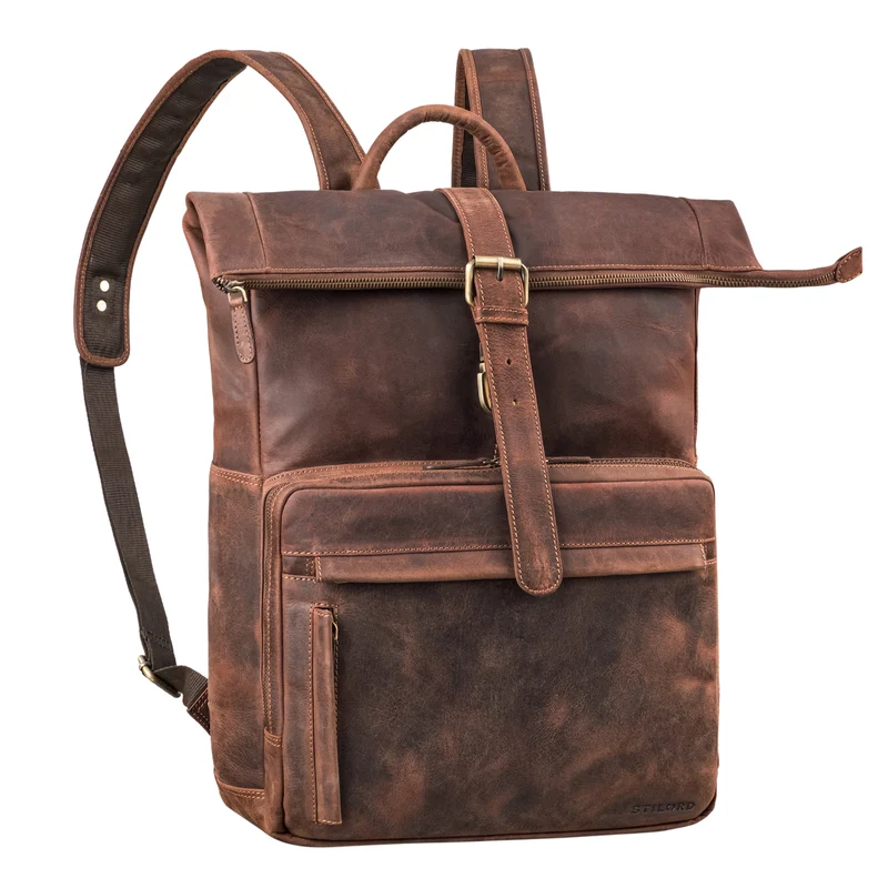 "Melvin" Echtleder Rolltop Rucksack Herren Laptop 16 - 17 Zoll