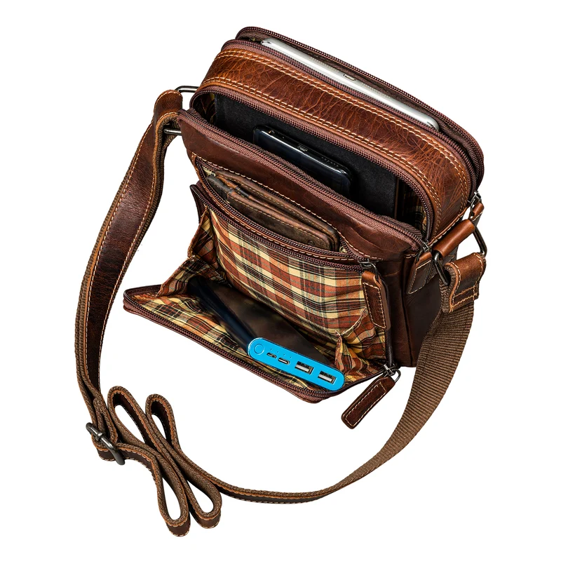 "Winston" Stylishe Umhängetasche Herren Klein Leder Tablet 9,7 Zoll