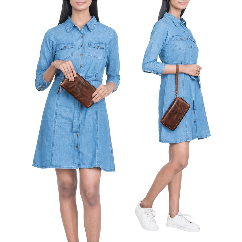 "Poppy" 3-in-1 XL Leder Geldbörse mit Handyfach Damen Clutch Tasche