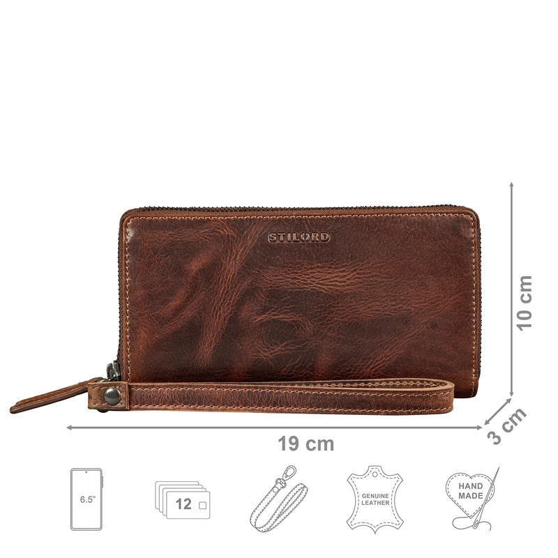 "Poppy" 3-in-1 XL Leder Geldbörse mit Handyfach Damen Clutch Tasche