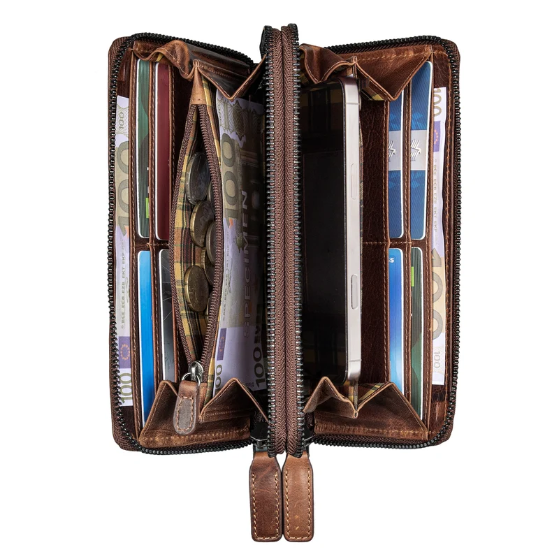 "Poppy" 3-in-1 XL Leder Geldbörse mit Handyfach Damen Clutch Tasche