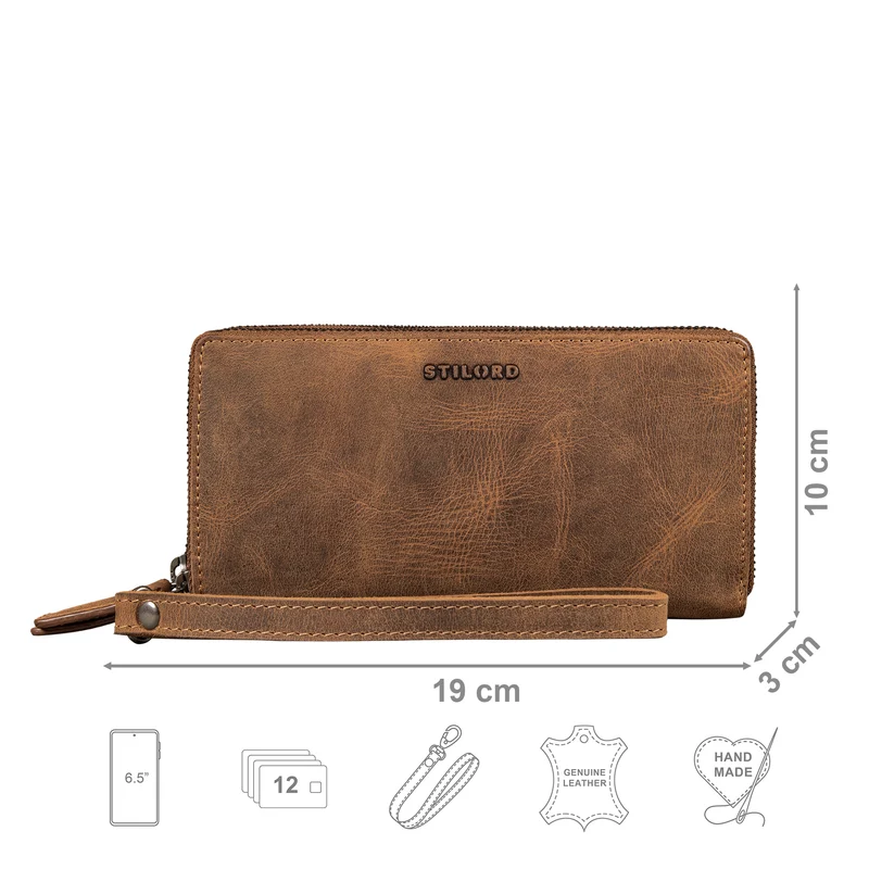 "Poppy" 3-in-1 XL Leder Geldbörse mit Handyfach Damen Clutch Tasche