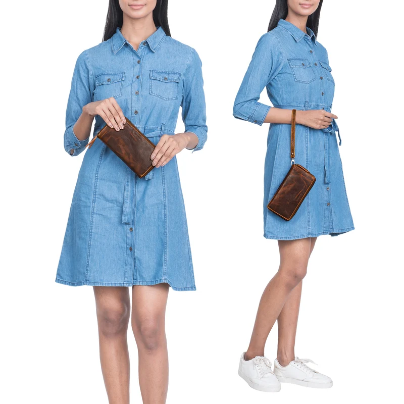 "Poppy" 3-in-1 XL Leder Geldbörse mit Handyfach Damen Clutch Tasche