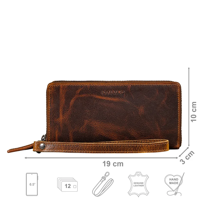 "Poppy" 3-in-1 XL Leder Geldbörse mit Handyfach Damen Clutch Tasche