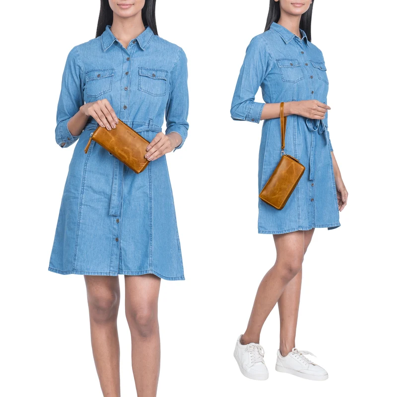 "Poppy" 3-in-1 XL Leder Geldbörse mit Handyfach Damen Clutch Tasche