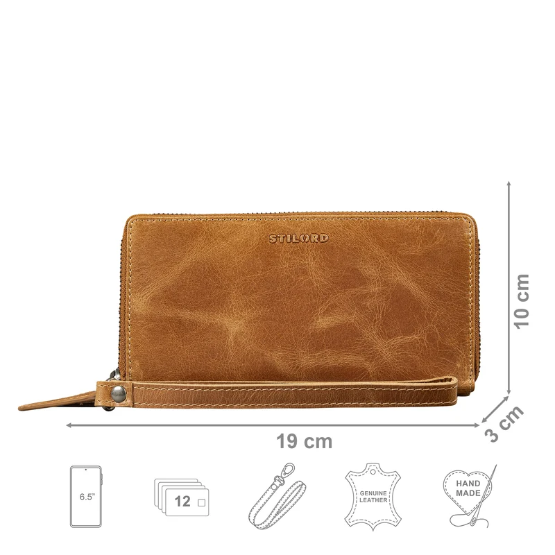 "Poppy" 3-in-1 XL Leder Geldbörse mit Handyfach Damen Clutch Tasche