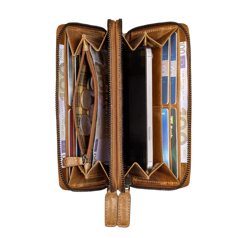 "Poppy" 3-in-1 XL Leder Geldbörse mit Handyfach Damen Clutch Tasche