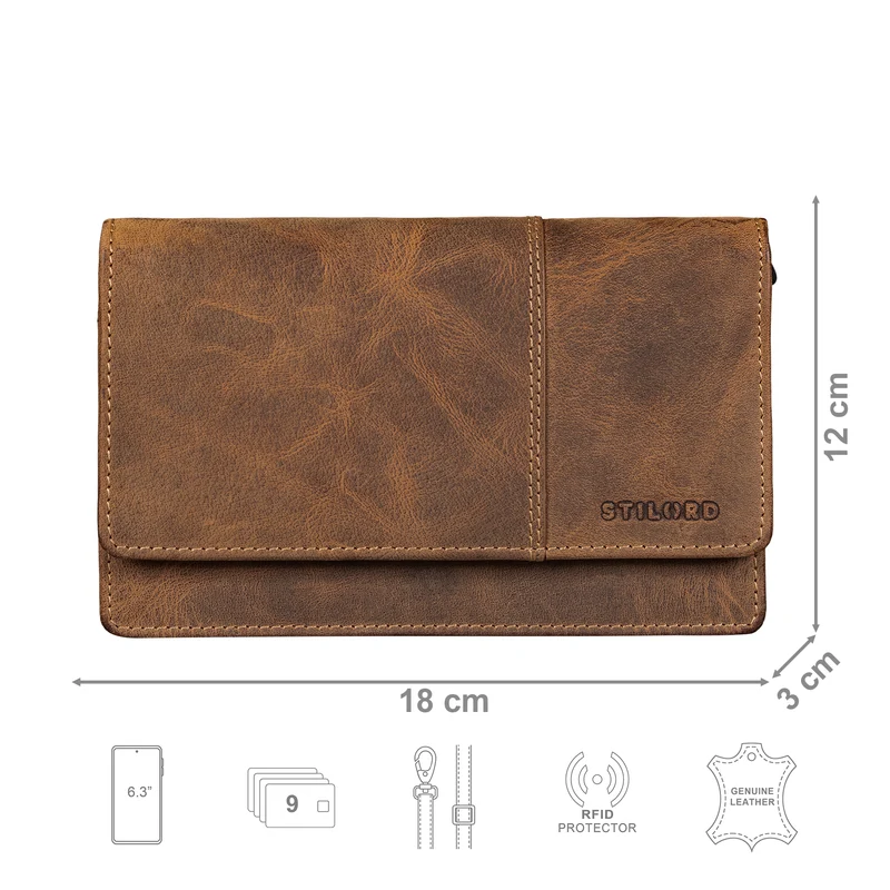 "Darla" 3-in-1 Leder Handytasche mit Geldbörse zum Umhängen Damen