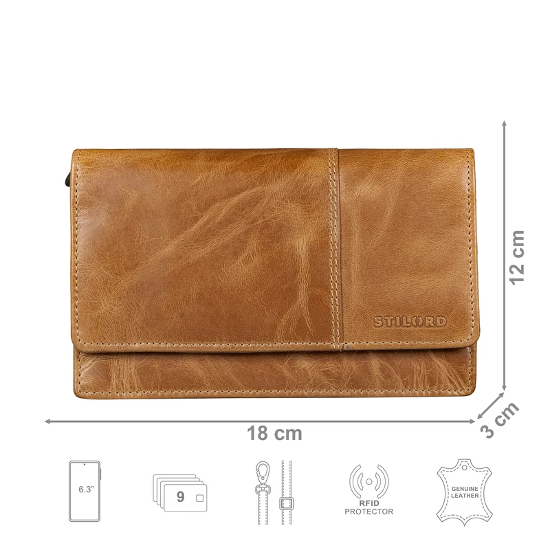 "Darla" 3-in-1 Leder Handytasche mit Geldbörse zum Umhängen Damen