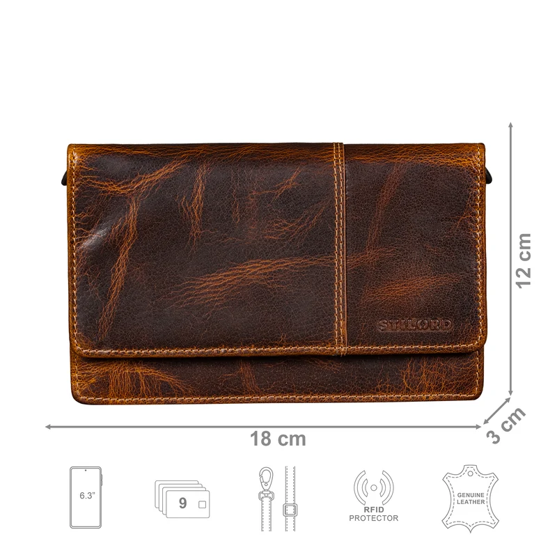 "Darla" 3-in-1 Leder Handytasche mit Geldbörse zum Umhängen Damen