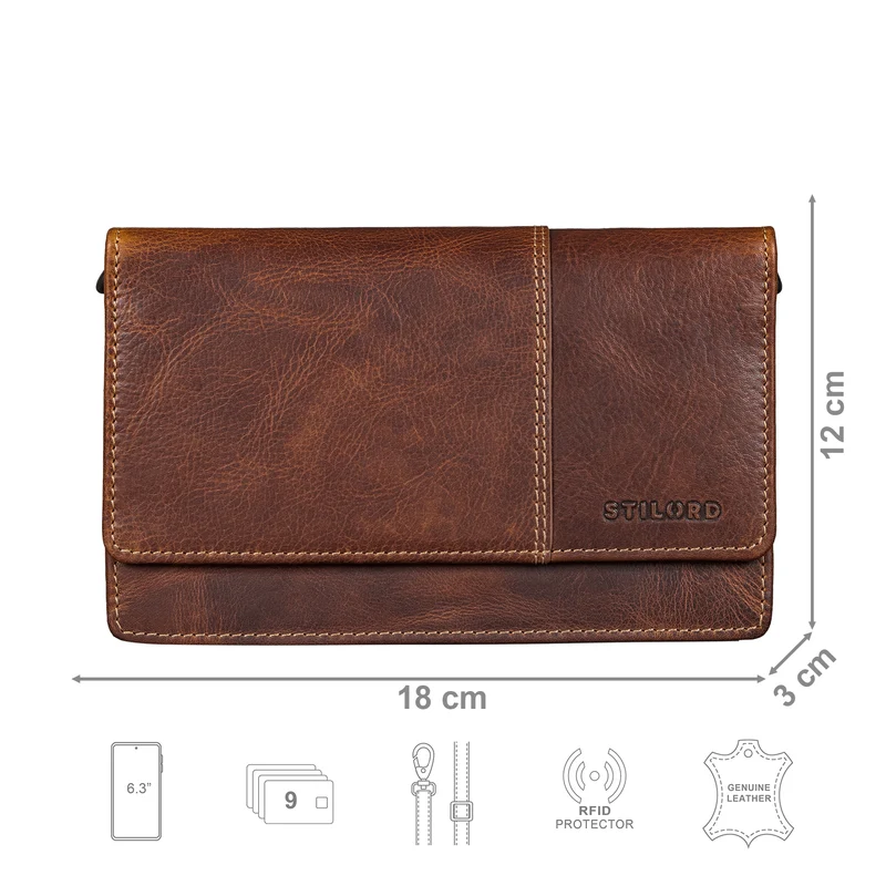 "Darla" 3-in-1 Leder Handytasche mit Geldbörse zum Umhängen Damen