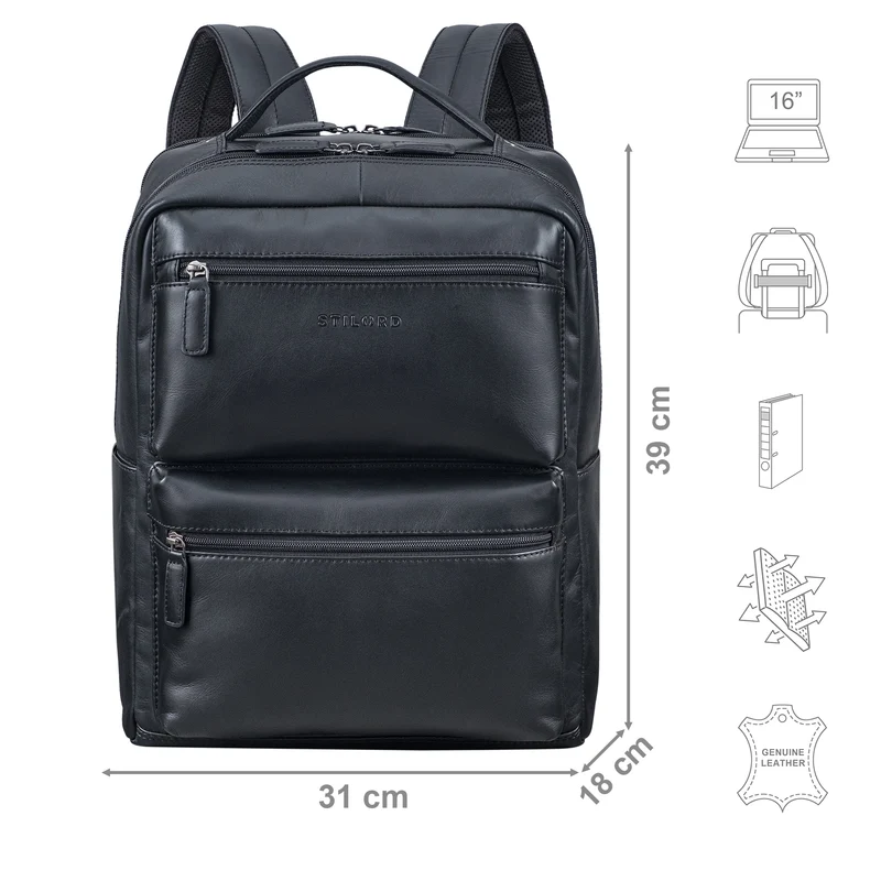 "Gustavo" Echt Leder Rucksack Herren und Damen Groß Laptopfach 15 - 16