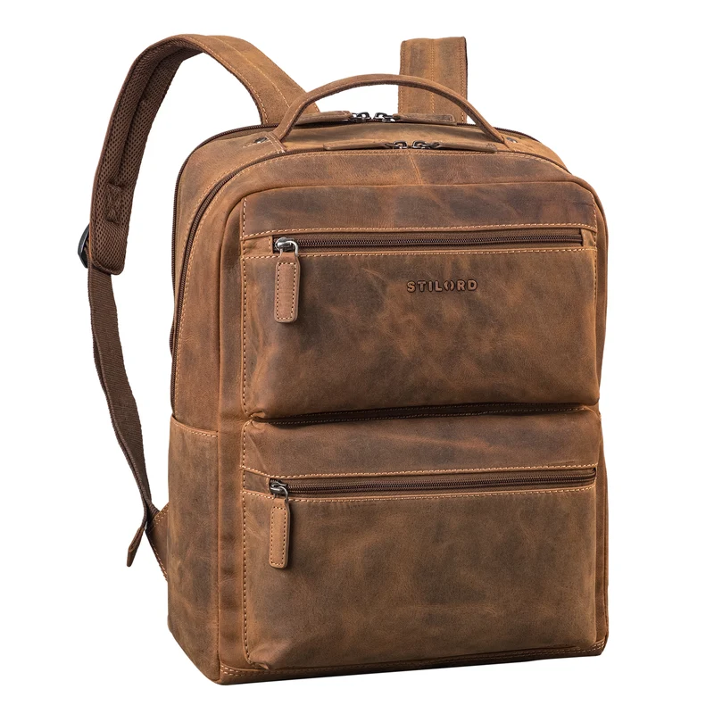 "Gustavo" Echt Leder Rucksack Herren und Damen Groß Laptopfach 15 - 16