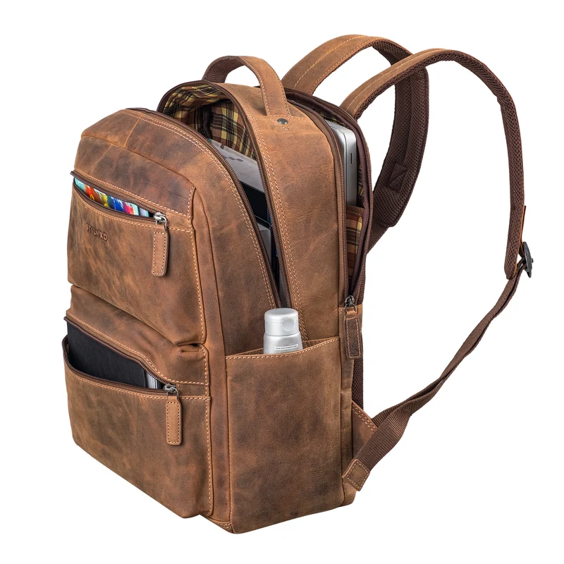 "Gustavo" Echt Leder Rucksack Herren und Damen Groß Laptopfach 15 - 16
