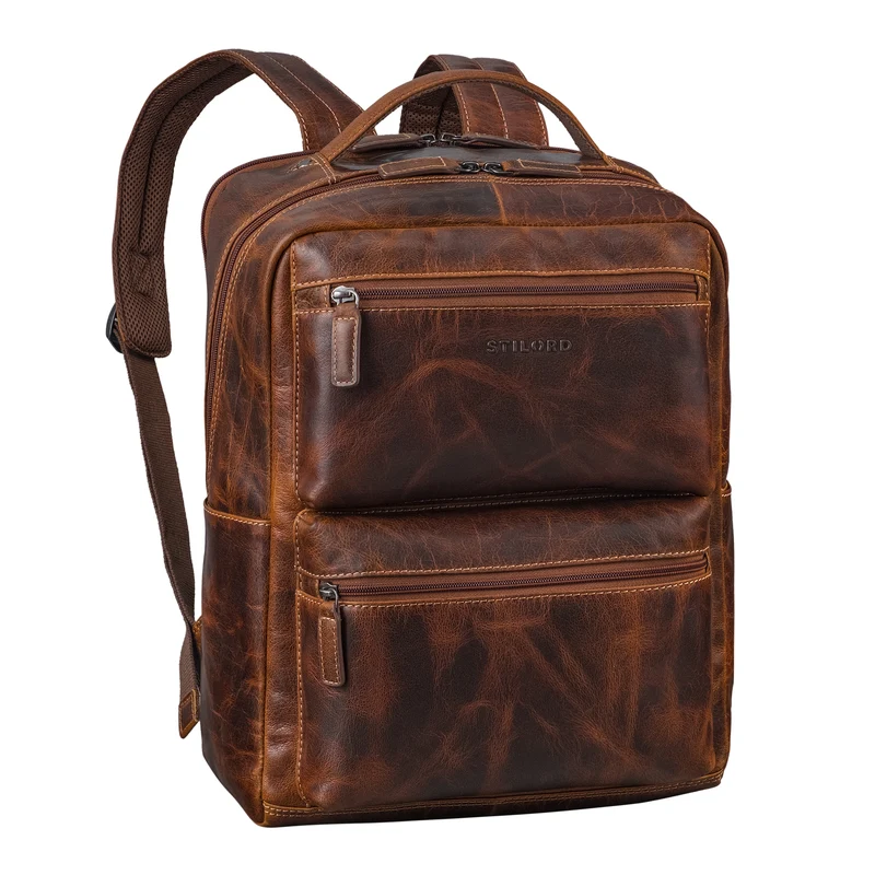 "Gustavo" Echt Leder Rucksack Herren und Damen Groß Laptopfach 15 - 16
