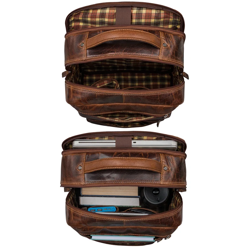 "Gustavo" Echt Leder Rucksack Herren und Damen Groß Laptopfach 15 - 16