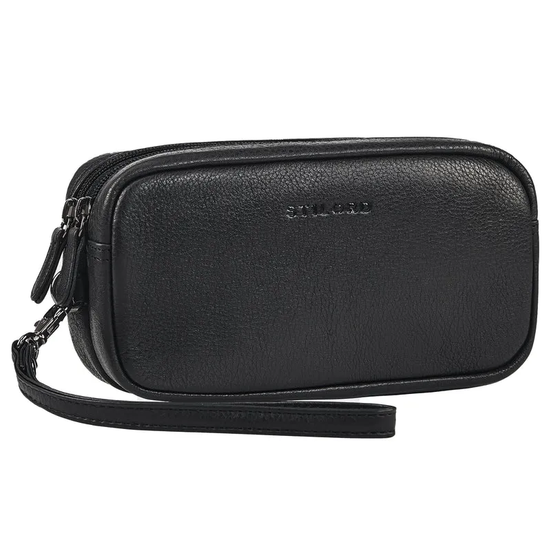 "Tiber" Moderne Handgelenktasche Herren Leder mit Doppelkammer