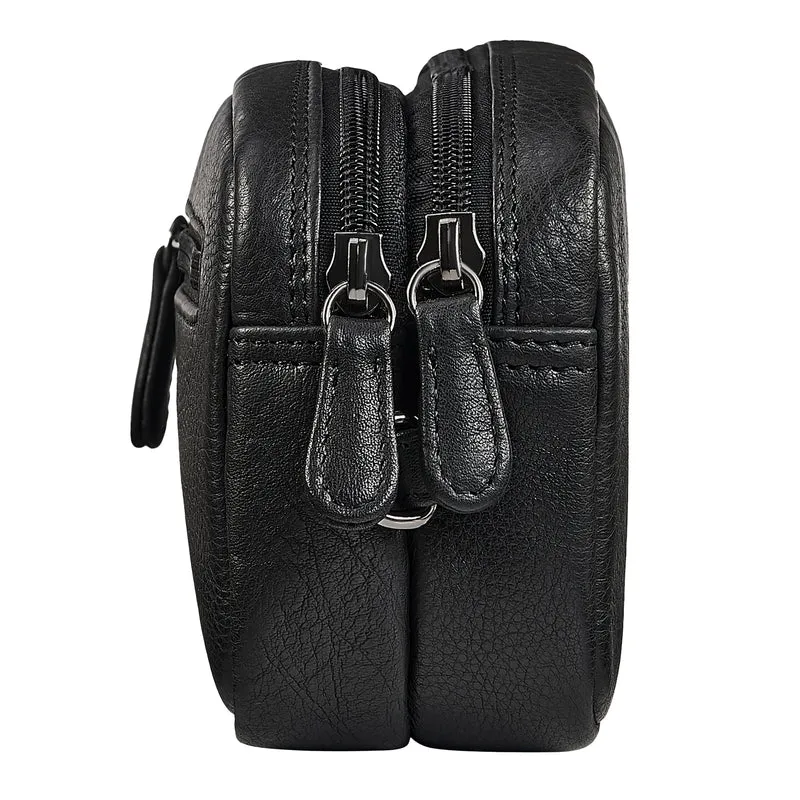 "Tiber" Moderne Handgelenktasche Herren Leder mit Doppelkammer