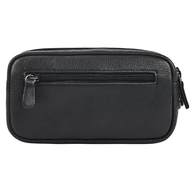 "Tiber" Moderne Handgelenktasche Herren Leder mit Doppelkammer