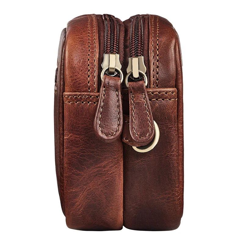 "Tiber" Moderne Handgelenktasche Herren Leder mit Doppelkammer