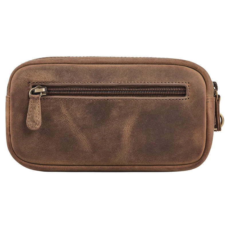 "Tiber" Moderne Handgelenktasche Herren Leder mit Doppelkammer