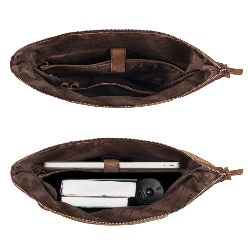 "Tacoma" Leder Rolltop Rucksack Damen Herren für 17 Zoll Laptop