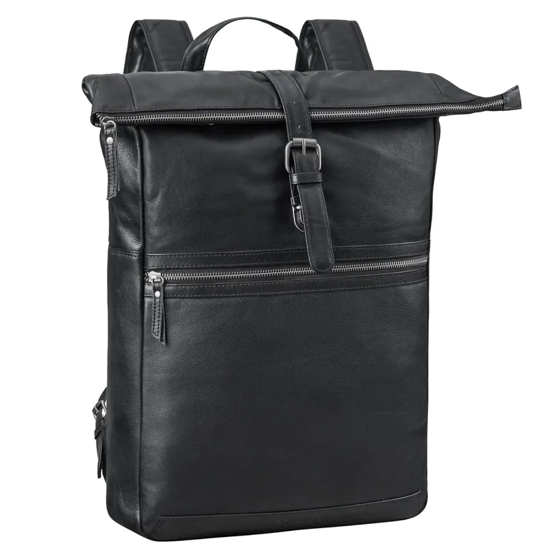 "Tacoma" Leder Rolltop Rucksack Damen Herren für 17 Zoll Laptop